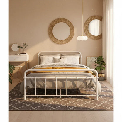 Artiss Bed Frame Metal Bed Frame LEO - Double (White) - Mekamart Australia