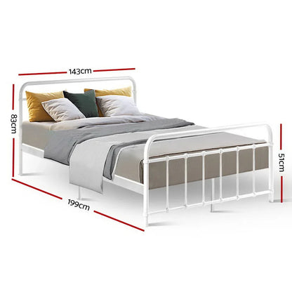 Artiss Bed Frame Metal Bed Frame LEO - Double (White) - Mekamart Australia