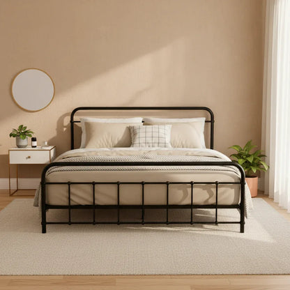 Artiss Bed Frame Metal Bed Frame LEO - Queen (Black) - Mekamart Australia