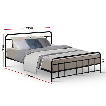 Artiss Bed Frame Metal Bed Frame LEO - Queen (Black) - Mekamart Australia