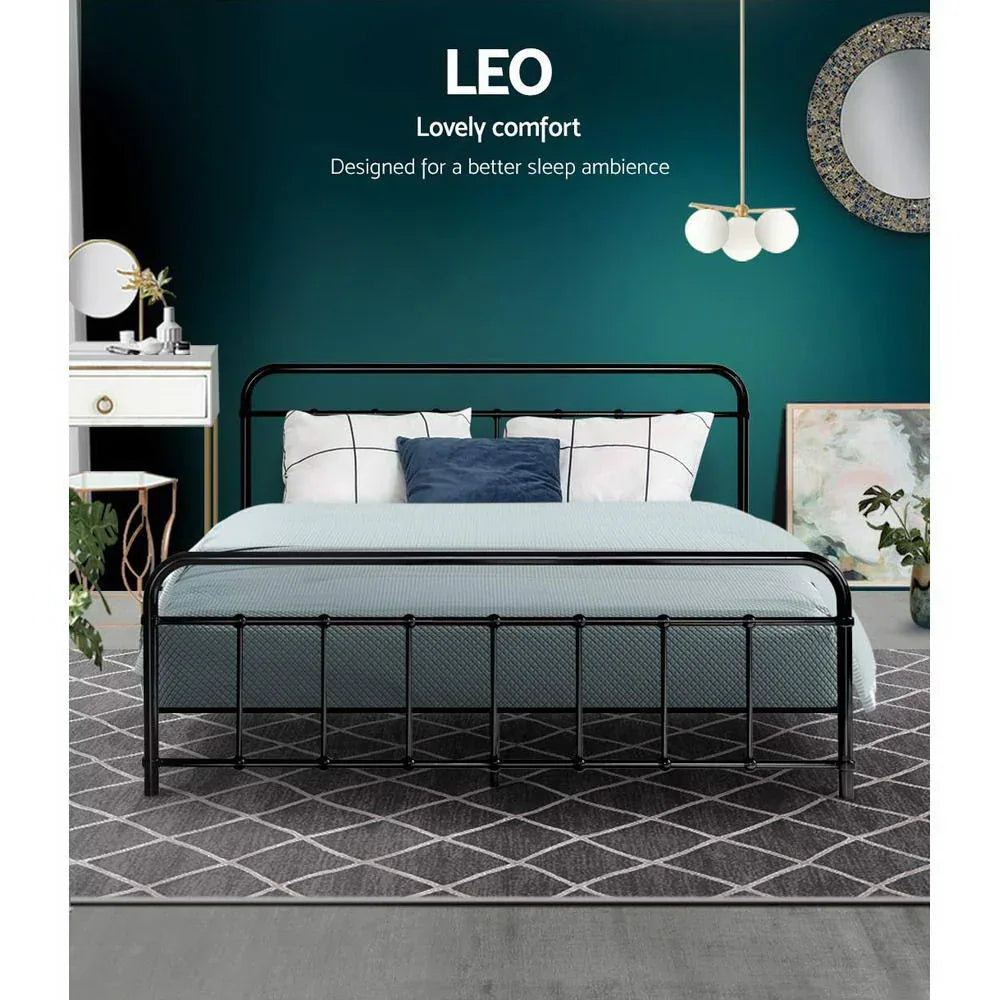 Artiss Bed Frame Metal Bed Frame LEO - Queen (Black) - Mekamart Australia