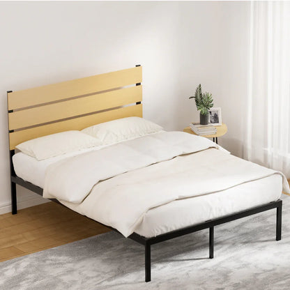 Artiss Bed Frame Double Size Metal Base Mattress Platform Foundation Black PAULA - Mekamart Australia