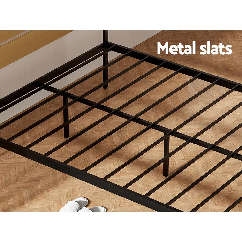 Artiss Bed Frame Double Size Metal Base Mattress Platform Foundation Black PAULA - Mekamart Australia