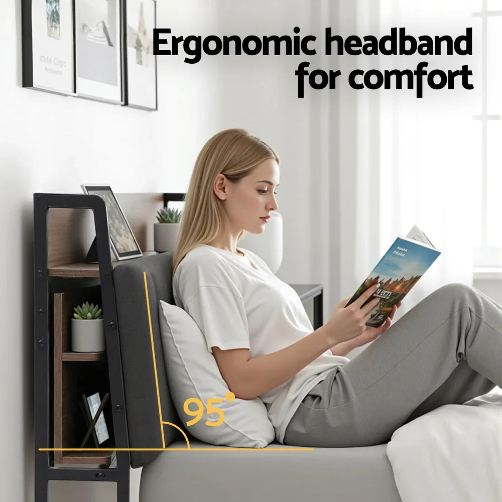 Artiss Metal Bed Frame Double Size with 2-Tier Hidden Storage with Charging Station