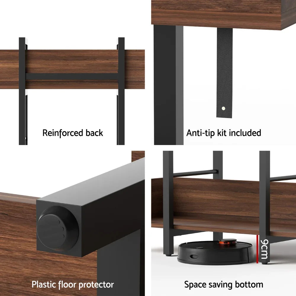Artiss Bookshelf 5-Tier Bookcase Display Shelves Metal Storage Stand Rack Walnut - Mekamart Australia