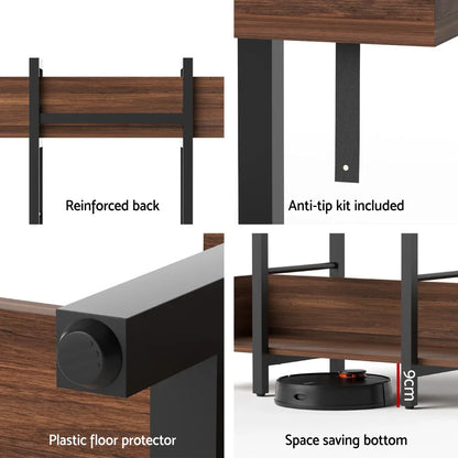 Artiss Bookshelf 5-Tier Bookcase Display Shelves Metal Storage Stand Rack Walnut - Mekamart Australia