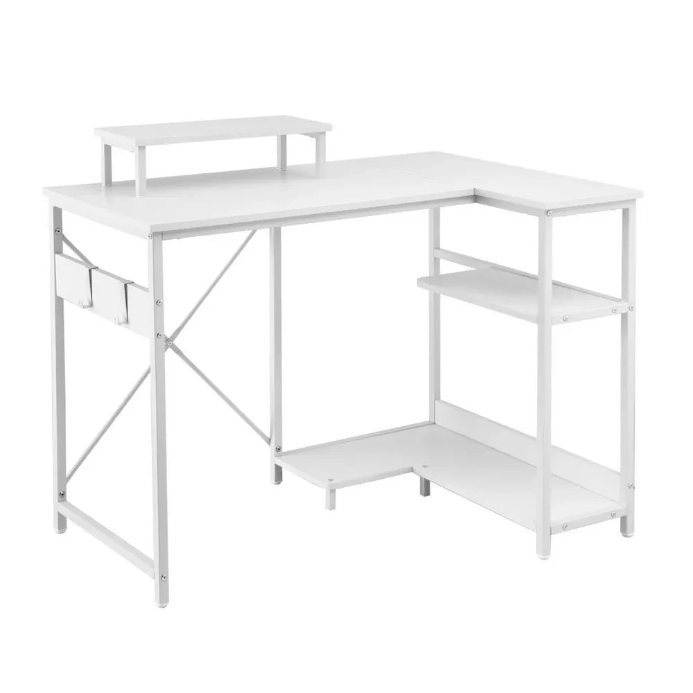 Artiss Computer Desk L-Shape Home Office Study Table Open Shelves White 100CM - Mekamart Australia