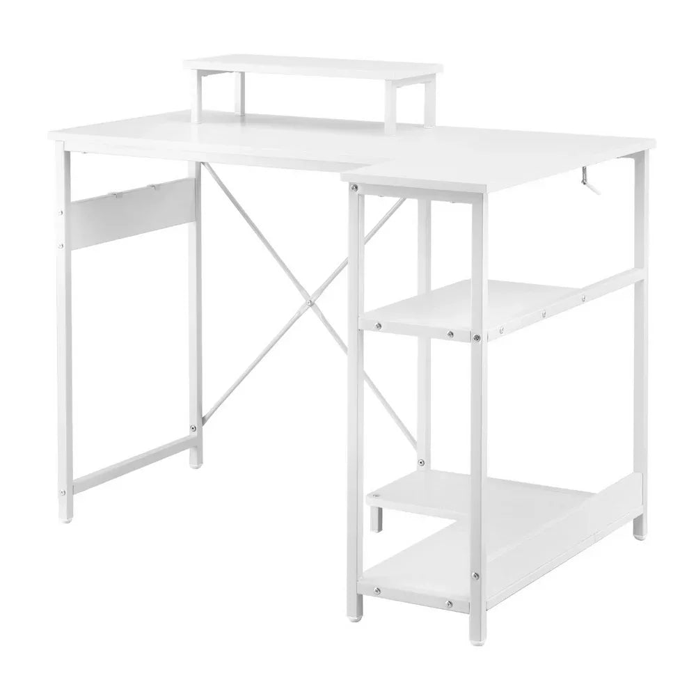 Artiss Computer Desk L-Shape Home Office Study Table Open Shelves White 100CM - Mekamart Australia