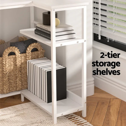 Artiss Computer Desk L-Shape Home Office Study Table Open Shelves White 100CM - Mekamart Australia