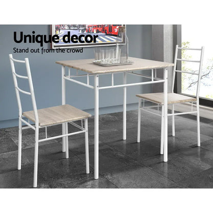 Artiss Dining Table And Chairs Set fo 3 Oak - Mekamart Australia
