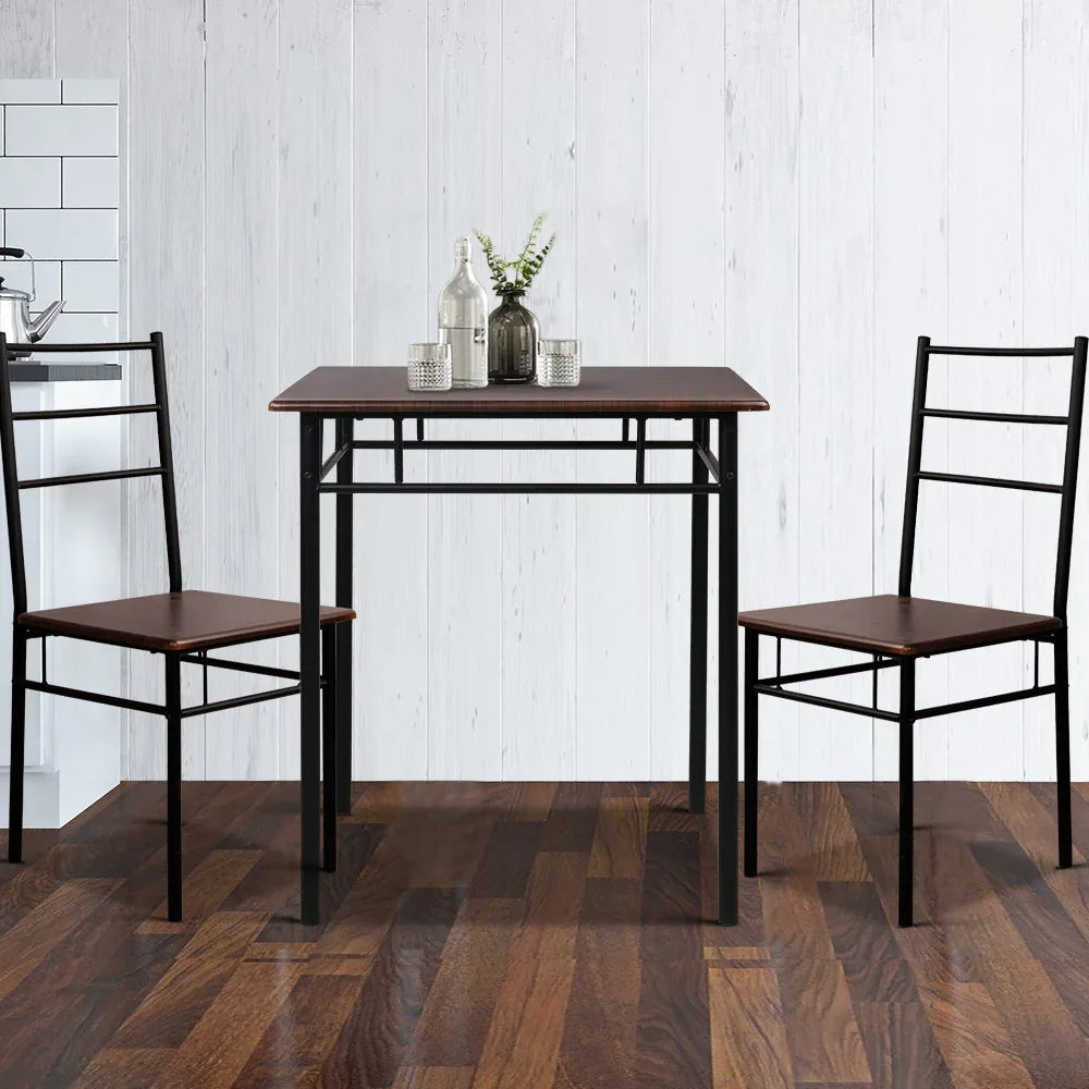 Artiss Dining Table And Chairs Set fo 3 Walnut - Mekamart Australia