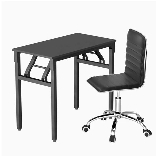 Artiss Computer Desk Office Chair PU Leather Set Foldable Home Study Table Black - Mekamart Australia