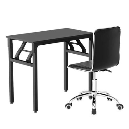 Artiss Computer Desk Office Chair PU Leather Set Foldable Home Study Table Black - Mekamart Australia