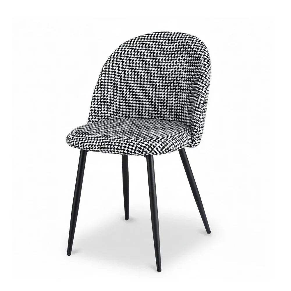 Artiss Dining Chairs Set of 2 Linen Solid Curved Houndstooth - Mekamart Australia