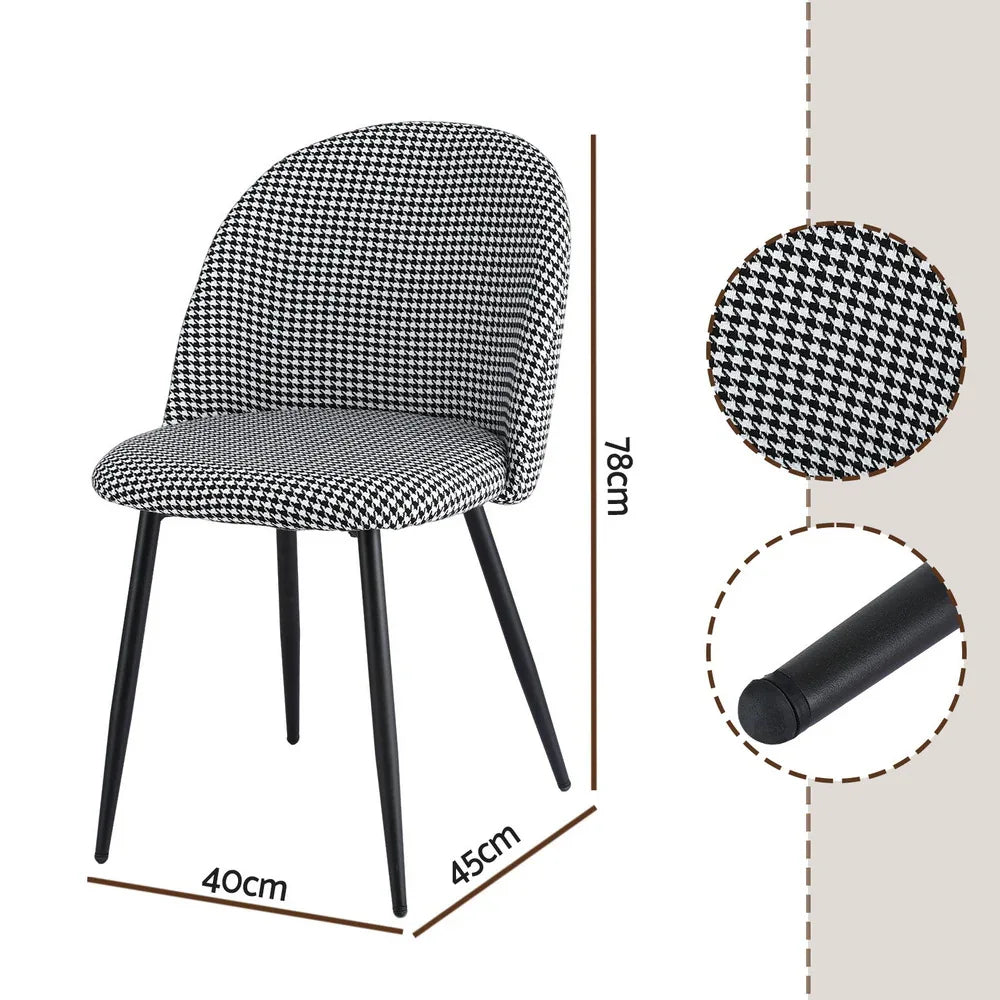Artiss Dining Chairs Set of 2 Linen Solid Curved Houndstooth - Mekamart Australia