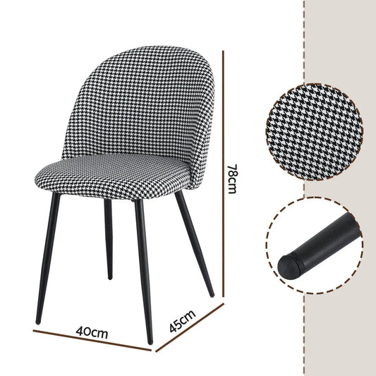 Artiss Dining Chairs Set of 2 Linen Solid Curved Houndstooth - Mekamart Australia
