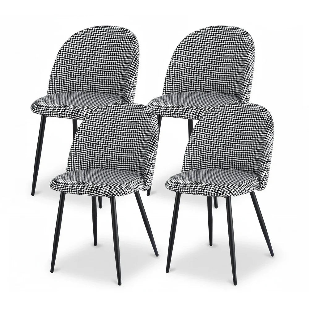 Artiss Dining Chairs Set of 4 Linen Solid Curved Houndstooth - Mekamart Australia