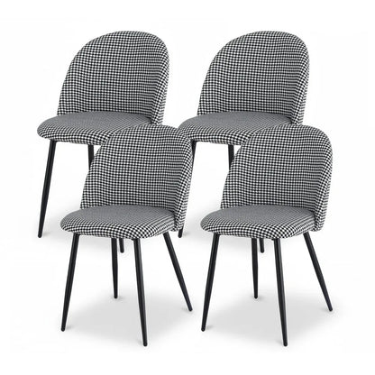 Artiss Dining Chairs Set of 4 Linen Solid Curved Houndstooth - Mekamart Australia