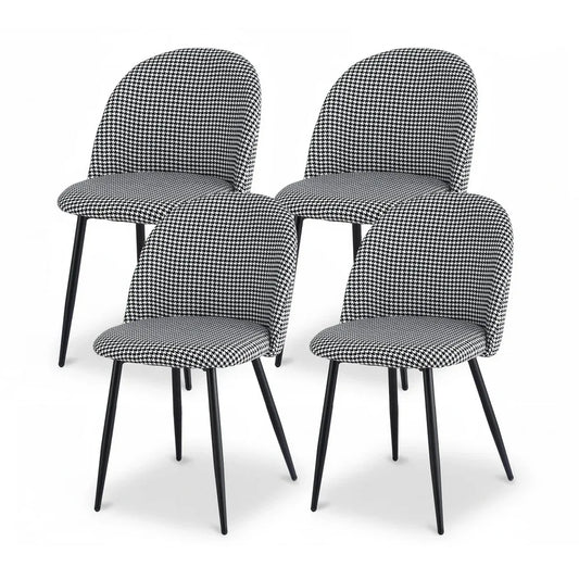 Artiss Dining Chairs Set of 4 Linen Solid Curved Houndstooth - Mekamart Australia