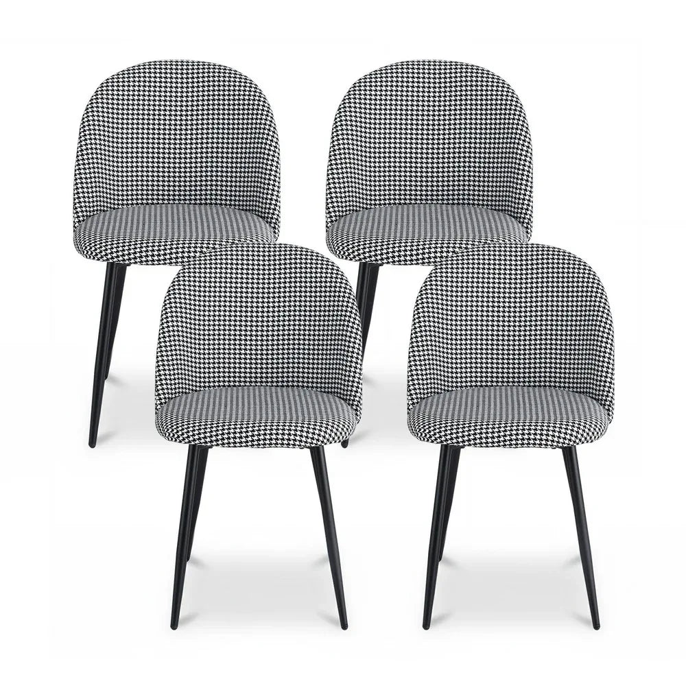 Artiss Dining Chairs Set of 4 Linen Solid Curved Houndstooth - Mekamart Australia