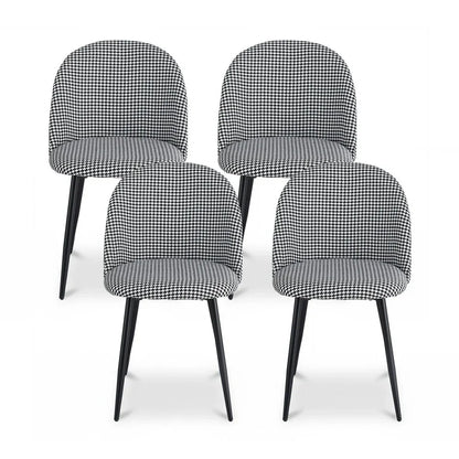 Artiss Dining Chairs Set of 4 Linen Solid Curved Houndstooth - Mekamart Australia