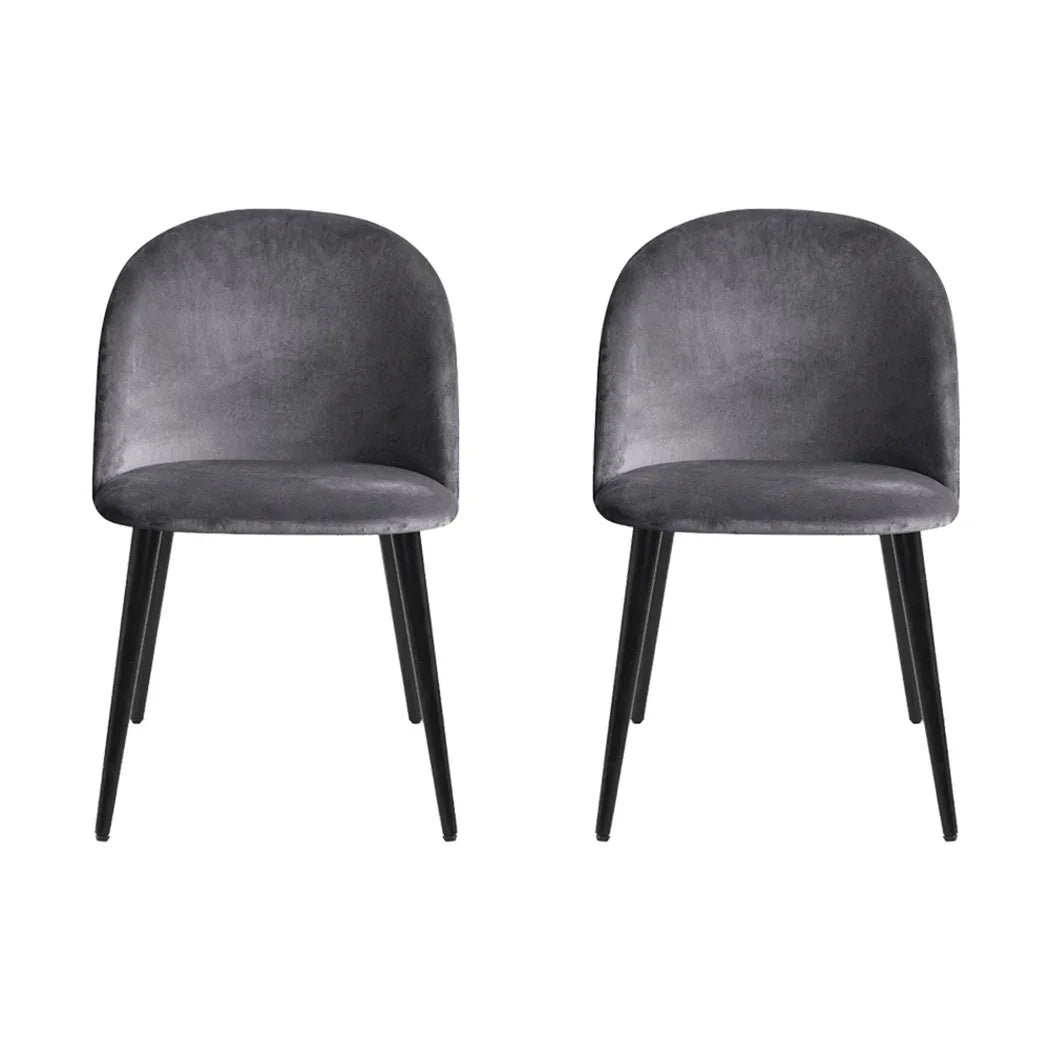 Artiss Dining Chairs Set of 4 Velvet Solid Curved Dark Grey - Mekamart Australia