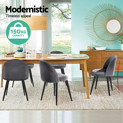 Artiss Dining Chairs Set of 4 Velvet Solid Curved Dark Grey - Mekamart Australia