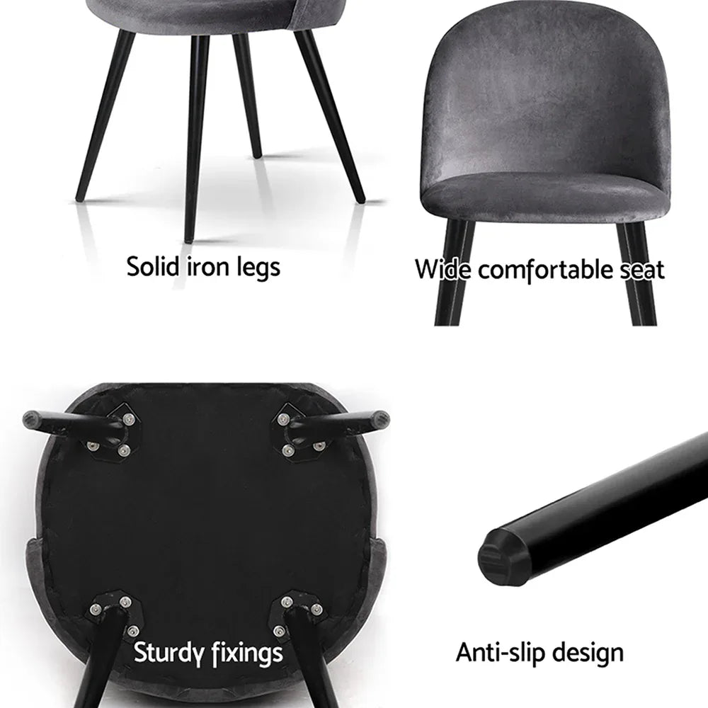 Artiss Dining Chairs Set of 4 Velvet Solid Curved Dark Grey - Mekamart Australia