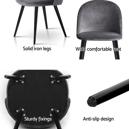 Artiss Dining Chairs Set of 4 Velvet Solid Curved Dark Grey - Mekamart Australia