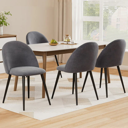 Artiss Dining Chairs Set of 4 Velvet Solid Curved Dark Grey - Mekamart Australia