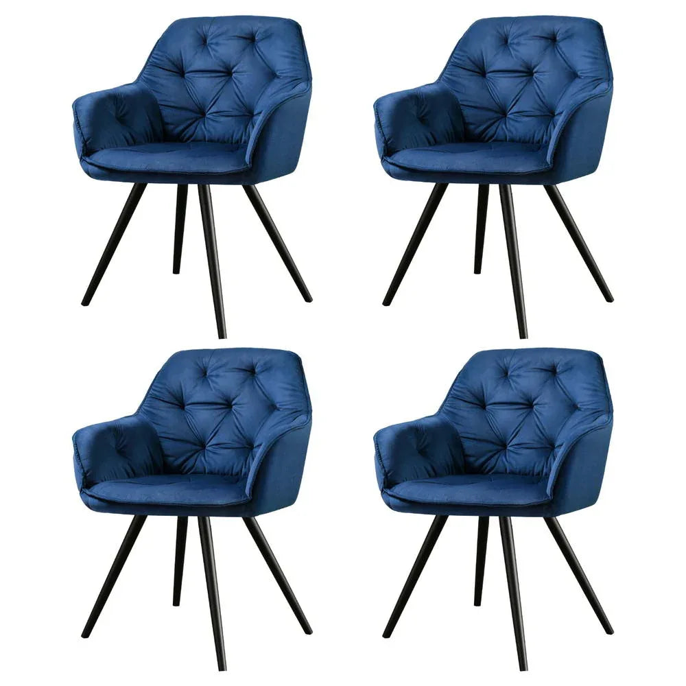 Artiss Dining Chairs Set of 4 Velvet Diamond Tufted Armchair Blue - Mekamart Australia