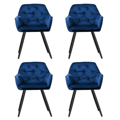 Artiss Dining Chairs Set of 4 Velvet Diamond Tufted Armchair Blue - Mekamart Australia