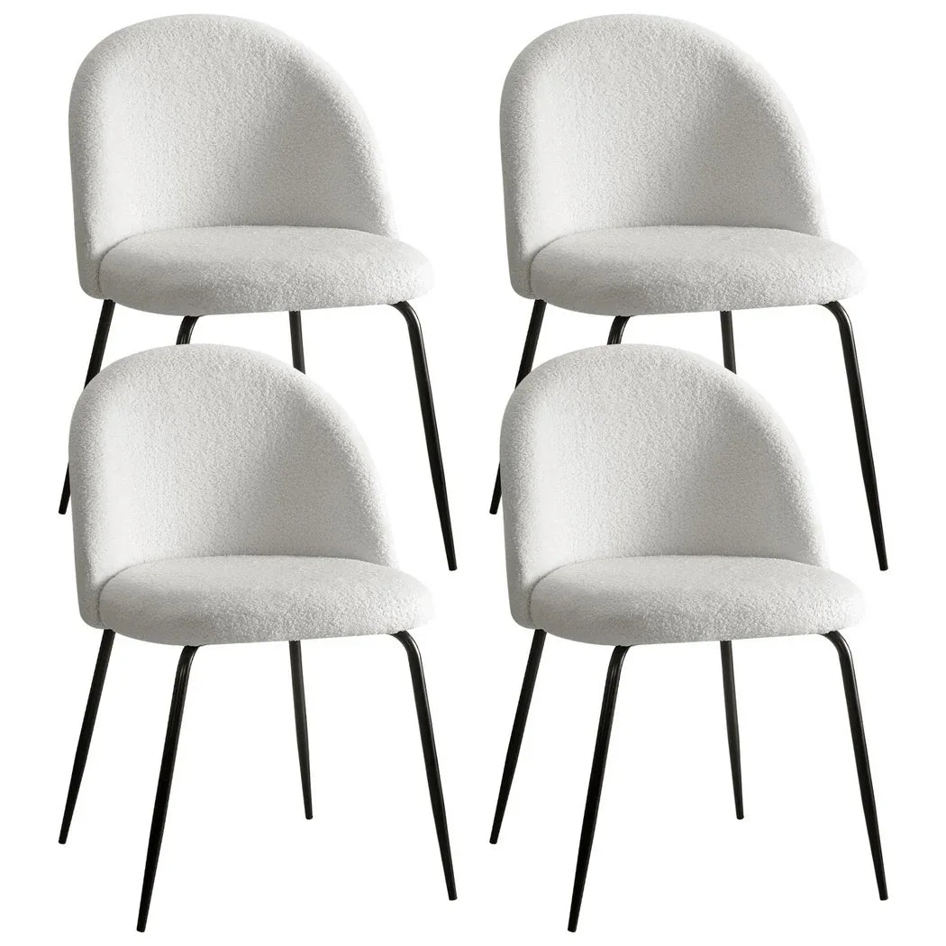 Artiss Dining Chairs Set of 4 Sherpa Boucle White - Mekamart Australia