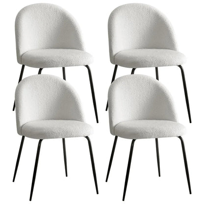 Artiss Dining Chairs Set of 4 Sherpa Boucle White - Mekamart Australia