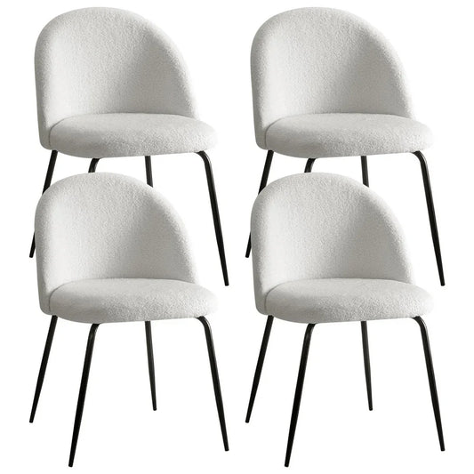 Artiss Dining Chairs Set of 4 Sherpa Boucle White - Mekamart Australia