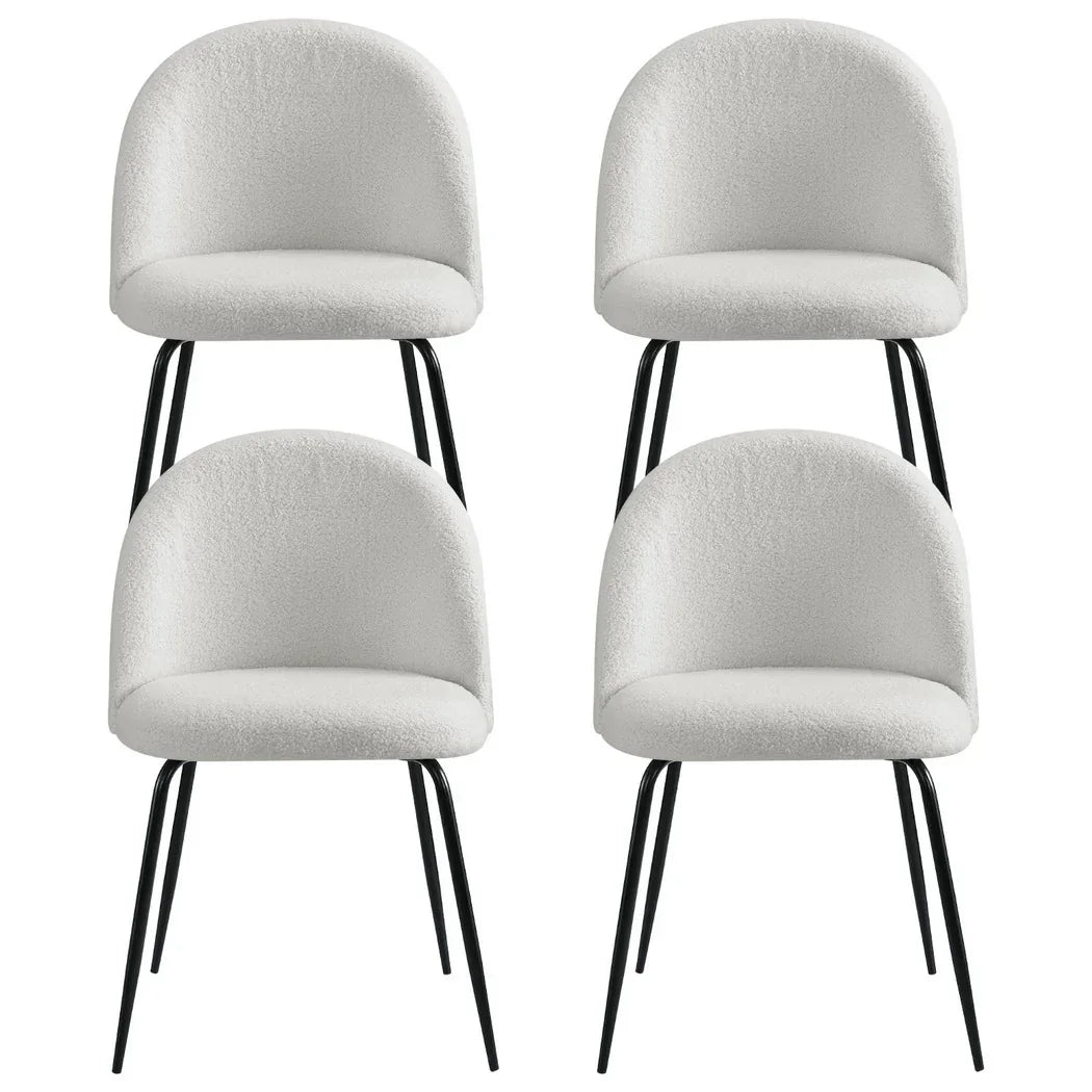 Artiss Dining Chairs Set of 4 Sherpa Boucle White - Mekamart Australia