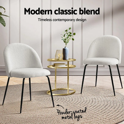Artiss Dining Chairs Set of 4 Sherpa Boucle White - Mekamart Australia