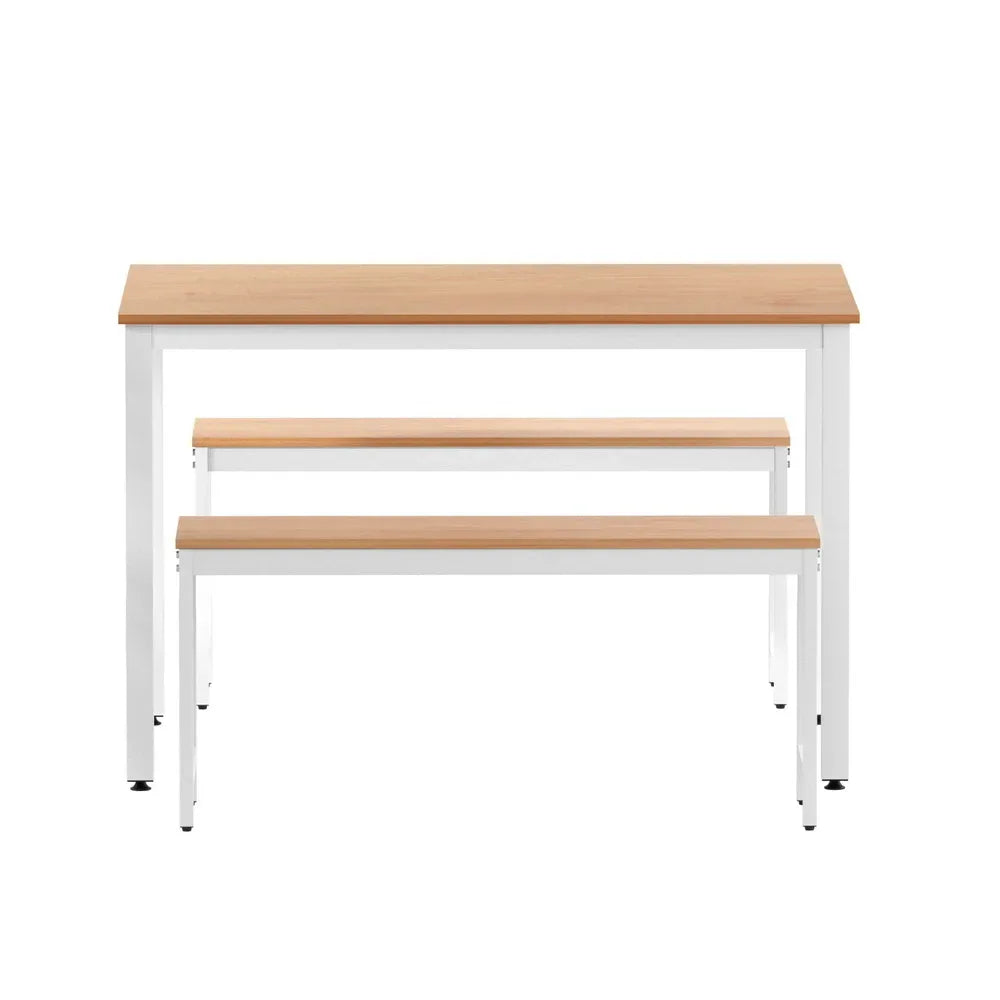 Artiss Dining Table and Chairs Set 3PCS Metal Desk Bench Sets Kitchen Furniture - Mekamart Australia