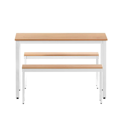 Artiss Dining Table and Chairs Set 3PCS Metal Desk Bench Sets Kitchen Furniture - Mekamart Australia