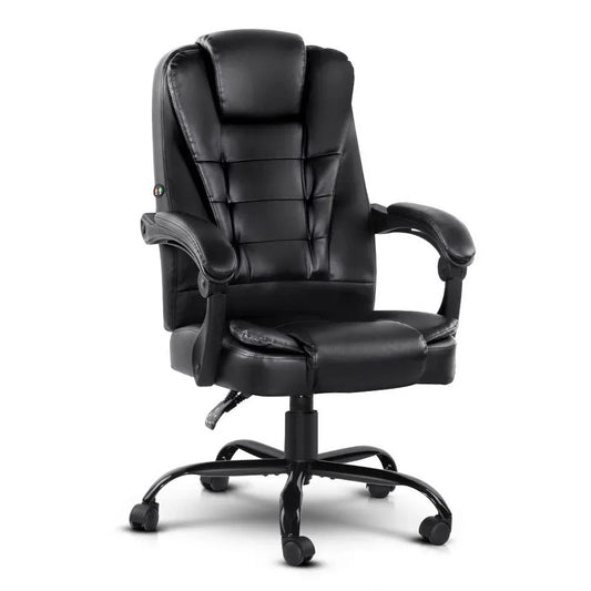 Artiss Massage Office Chair Executive Computer Gaming Chairs Black PU Leather