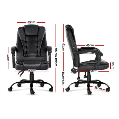 Artiss Massage Office Chair Executive Computer Gaming Chairs Black PU Leather - Mekamart Australia