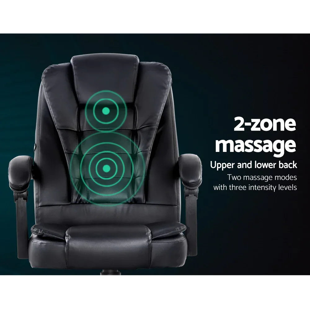 Artiss Massage Office Chair Executive Computer Gaming Chairs Black PU Leather - Mekamart Australia