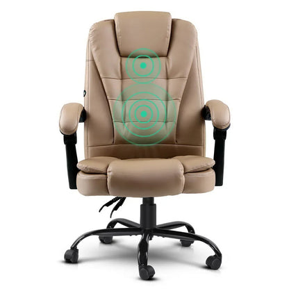 Artiss Massage Office Chair Executive Computer Gaming Chairs Brown PU Leather Espresso
