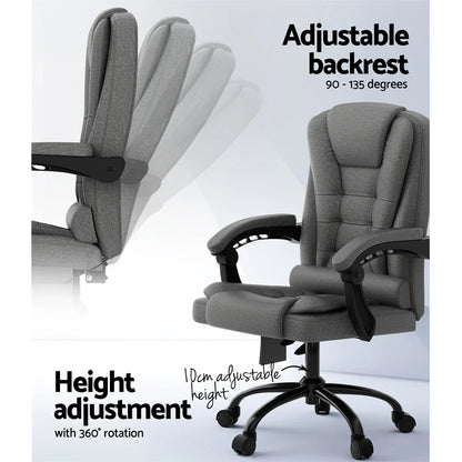 Artiss 2 Point Massage Office Chair Fabric Black - Mekamart Australia