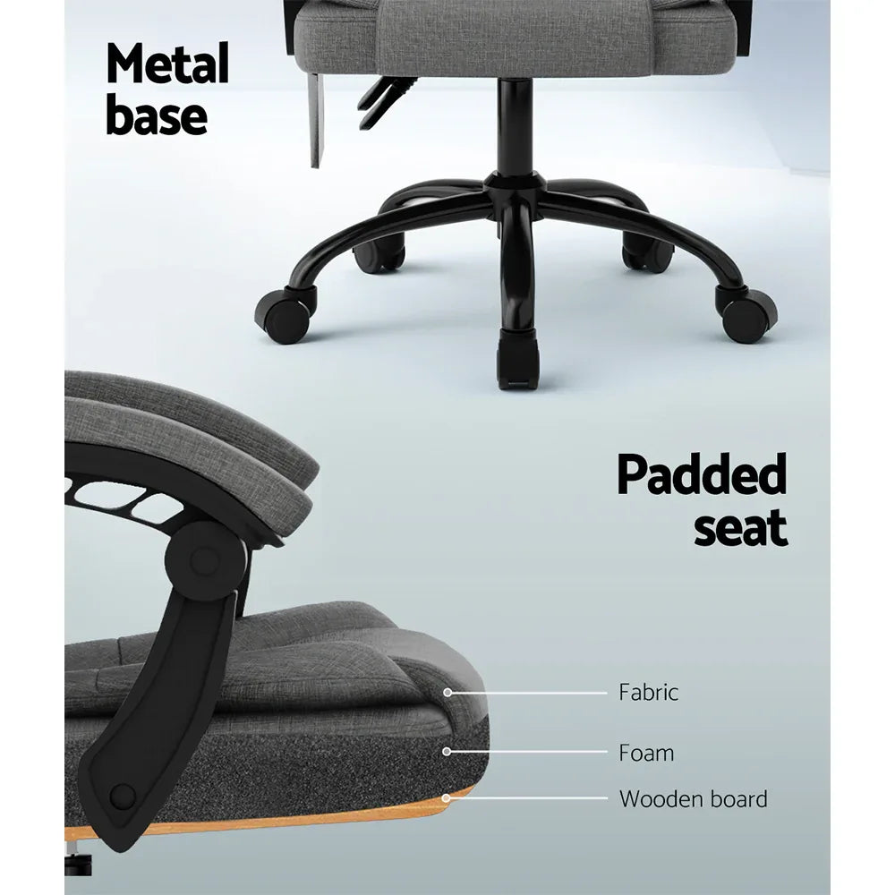 Artiss 2 Point Massage Office Chair Fabric Black - Mekamart Australia