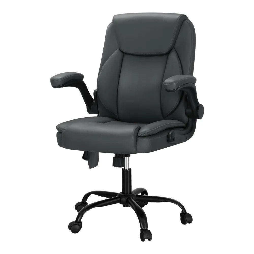 Artiss 2 Point Massage Office Chair Leather Mid Back Grey - Mekamart Australia