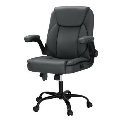Artiss 2 Point Massage Office Chair Leather Mid Back Grey - Mekamart Australia
