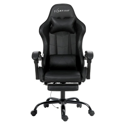 Artiss 2 Point Massage Gaming Office Chair Footrest Black - Mekamart Australia