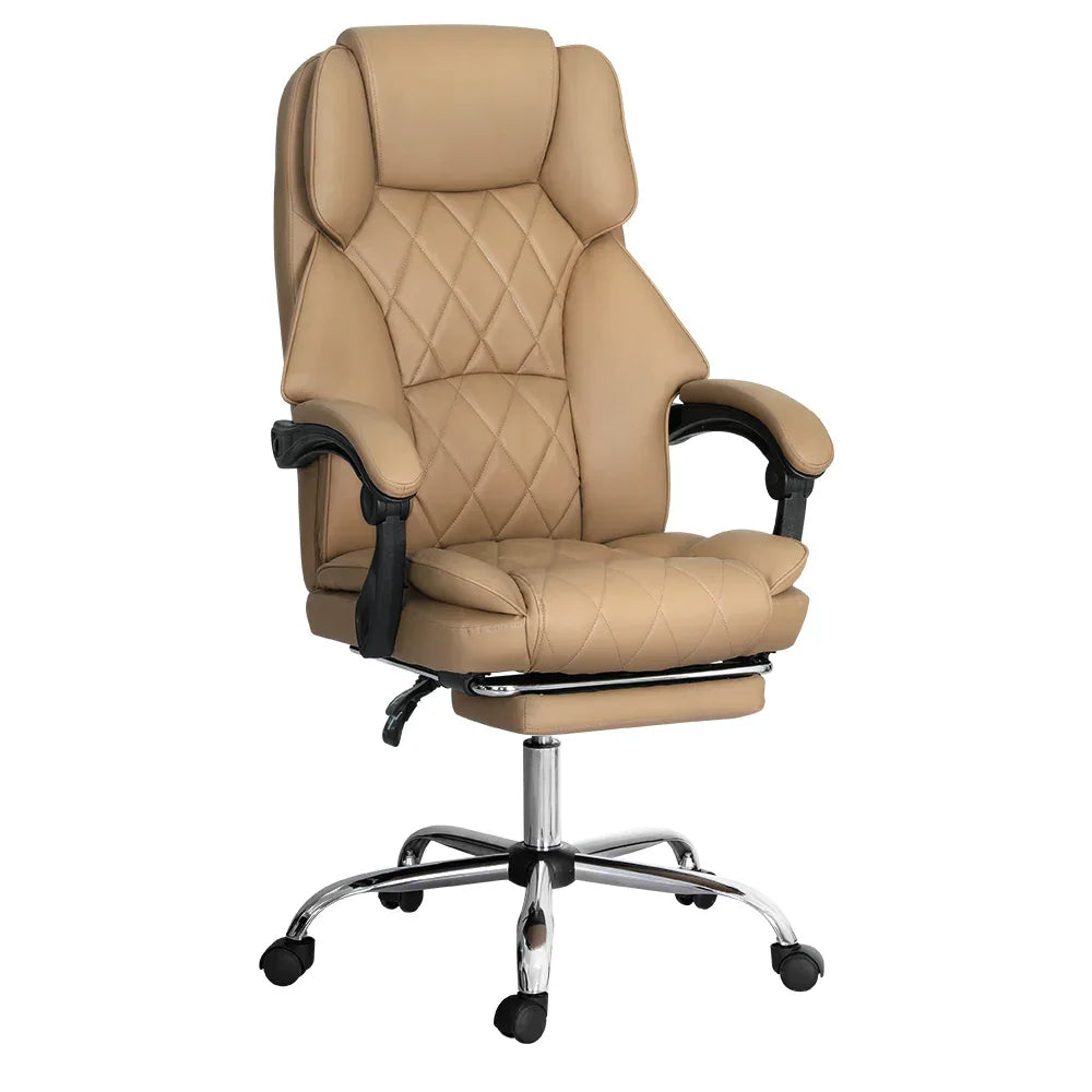 Artiss Executive Office Chair Leather Footrest Espresso - Mekamart Australia