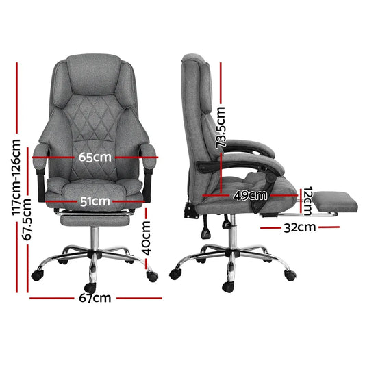 Artiss Executive Office Chair Footrest Grey - Mekamart Australia